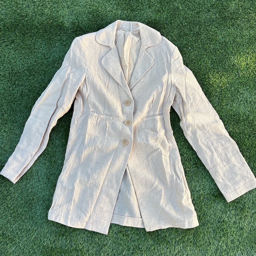 Women's Cream Textured Blazer Jacket